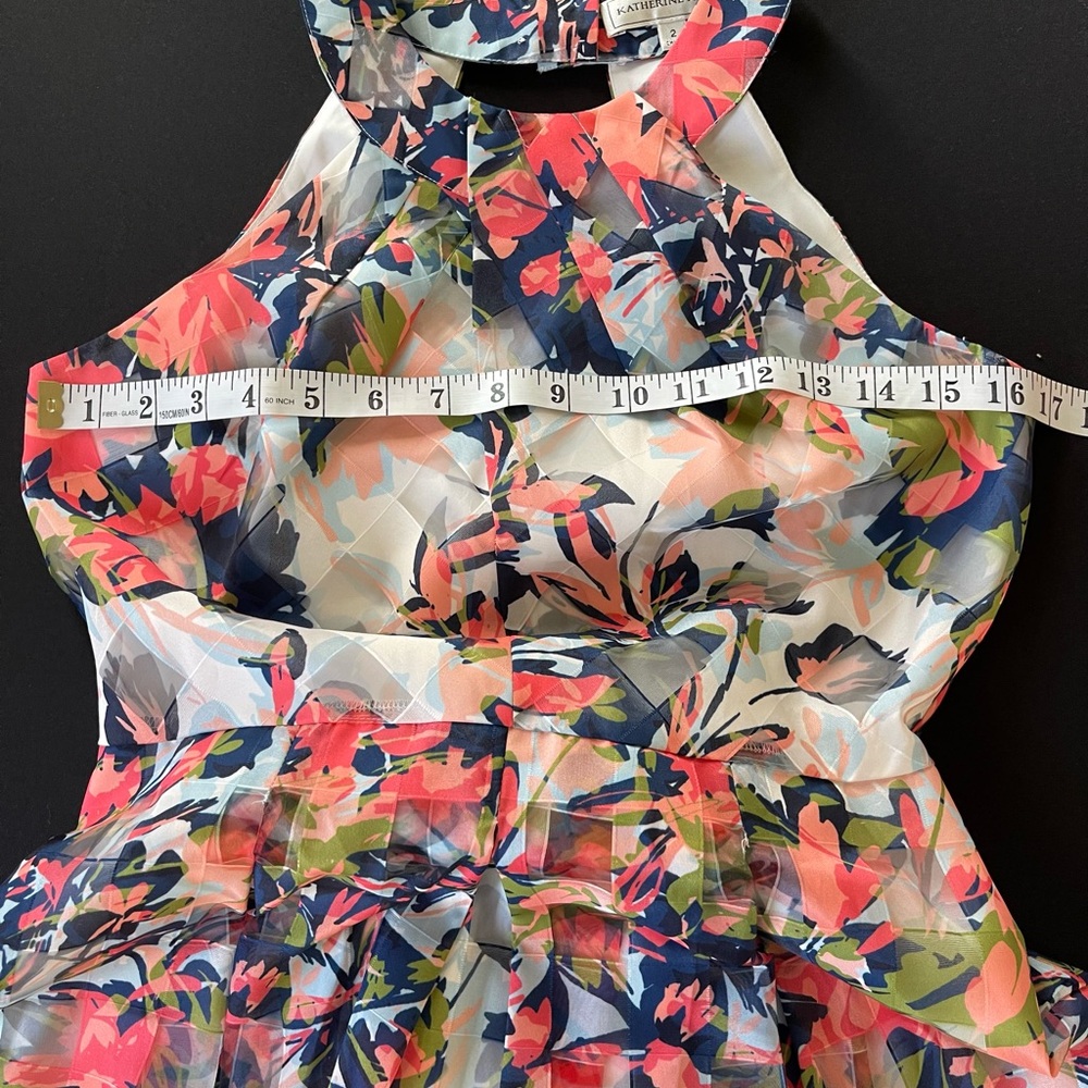 KATHERINE KELLEY sleeveless floral print halter fit-and-flare mini dress Size 2 - Picture 7 of 10